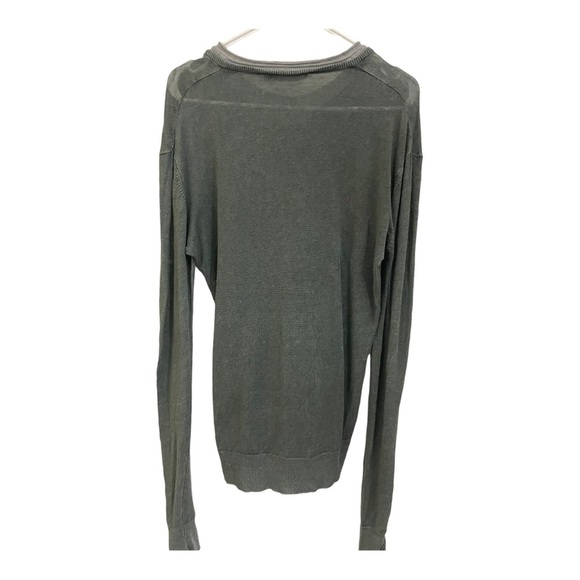 Projek Raw mens linen sweater double V-neck grey insert collar light green large - Picture 4 of 8